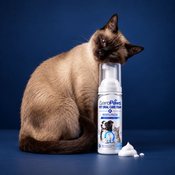A Siamese cat with AeroPaws foam
