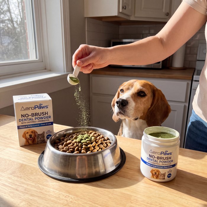 No-Brush Dental Powder in daily use