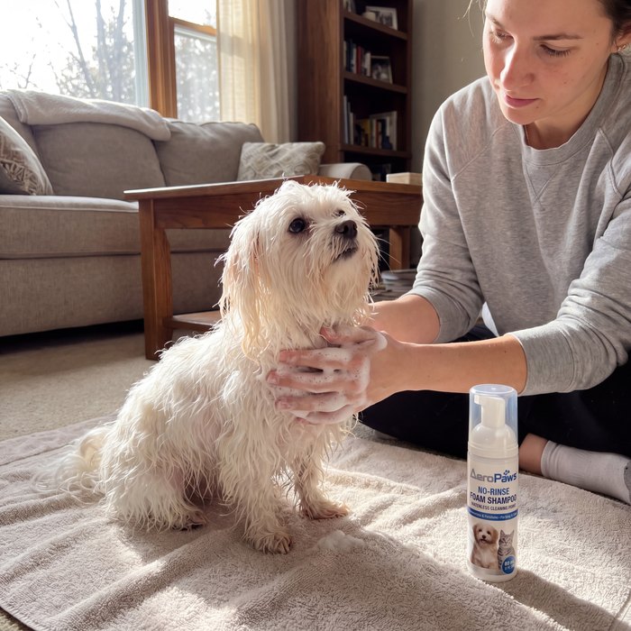 No-Rinse Foam Shampoo in daily use