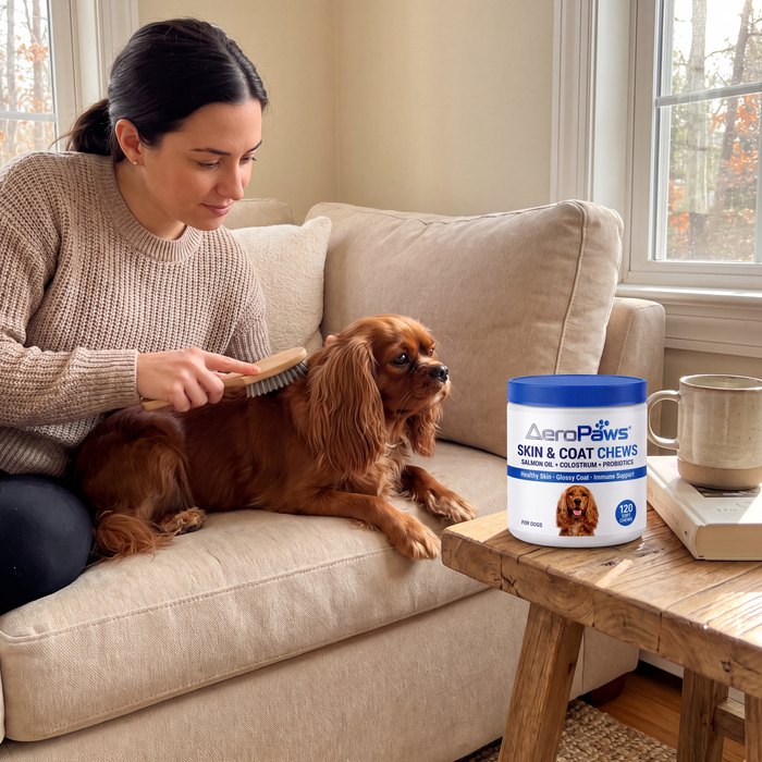 Skin & Coat Chews in daily use