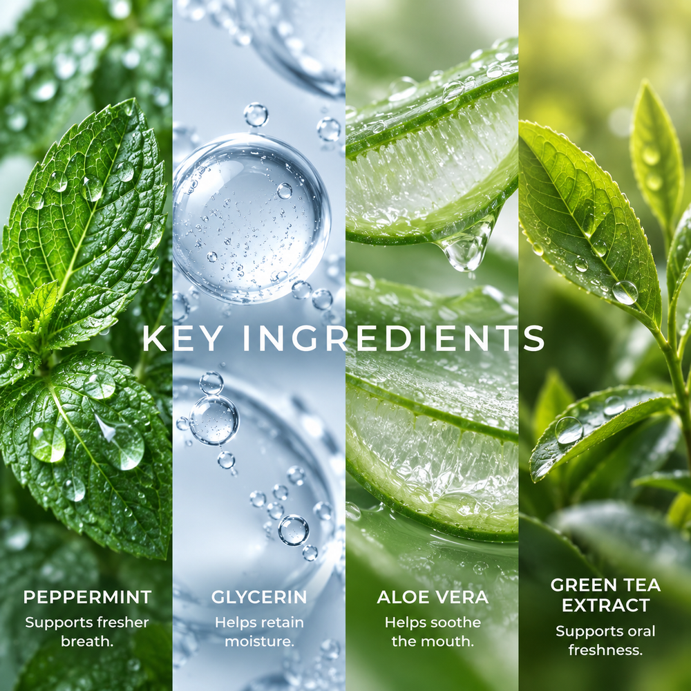 The key ingredients in AeroPaws foam: peppermint, glycerin, aloe vera and green tea extract