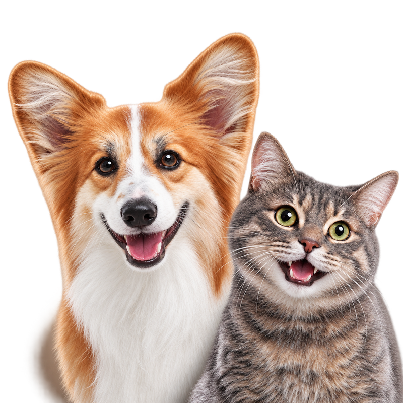 Dog and cat with AeroPaws pet oral care foam