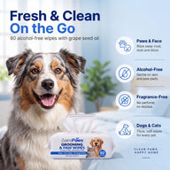 AeroPaws® Grooming & Paw Wipes for Dogs & Cats – 80 Ct, Unscented