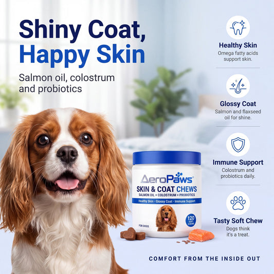 AeroPaws Skin & Coat Chews tub of 120, salmon oil soft chews for dogs