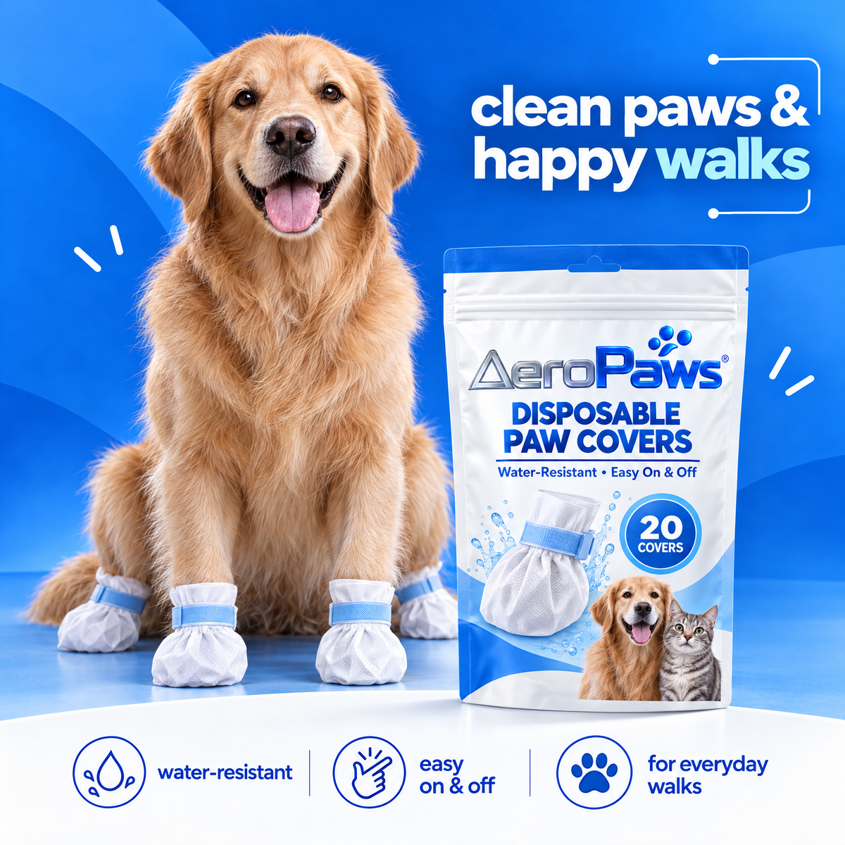AeroPaws® Disposable Dog Paw Covers – Water-Resistant, 20 Pack