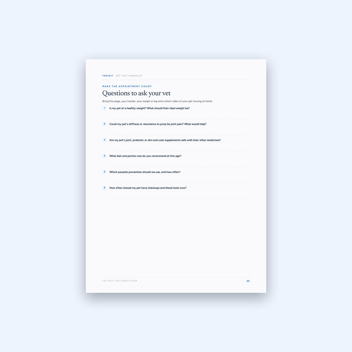 The Daily Wellness Guide printable checklist page
