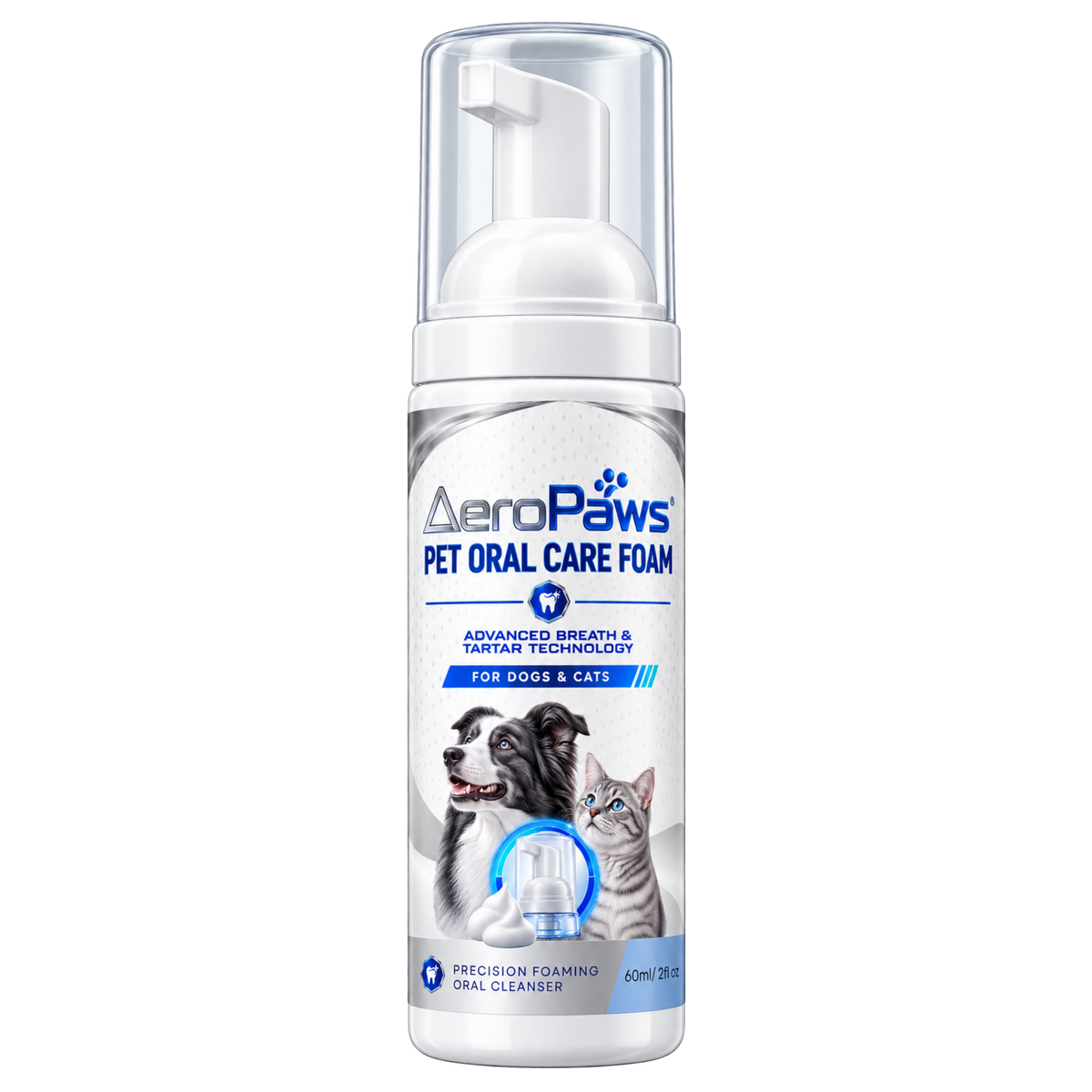 AeroPaws Pet Oral Care Foam bottle for dogs and cats