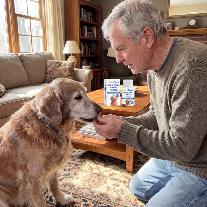 Hip & Joint Chews in daily use